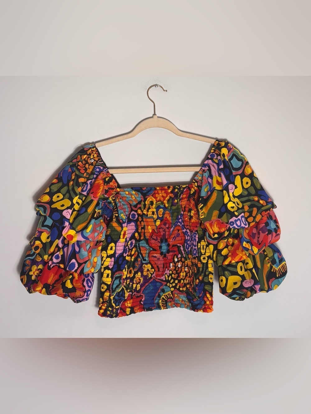 Live 4 Truth Abstract Smocked Crop Blouse – Size Small